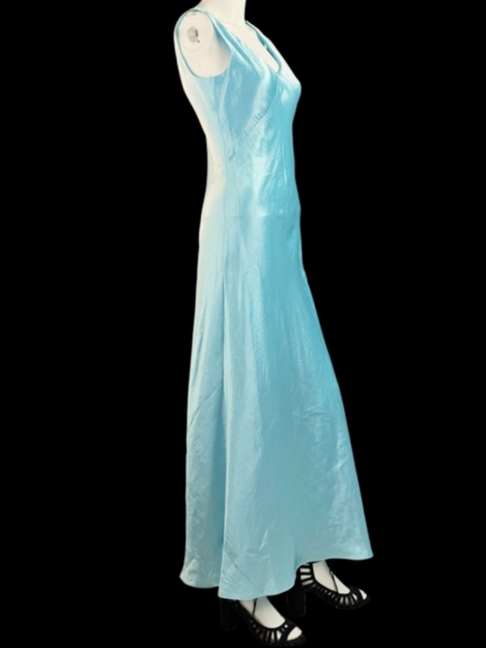 Vince V-neck Maxi Slip Dress Light Lagoon Beautiful Crinkle Satin Finish!